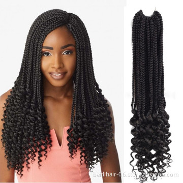 18inch box braids goddess crochet hair synthetic extension with flashy curl faux locs